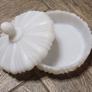 Vintage Anchor Hocking Milk Glass Lidded Dish